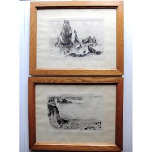 2 Inks On Paper, Belle Ile Signed S And Dated 1932