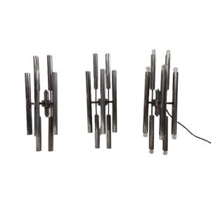 3 Large Nickel-plated Brass Wall Lights, 1960.