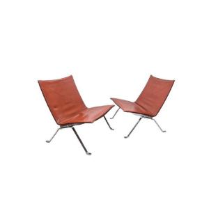  Poul Kjaerholm (1929-1980) Pk22 Pair Lounge Chair, Kold Christensen