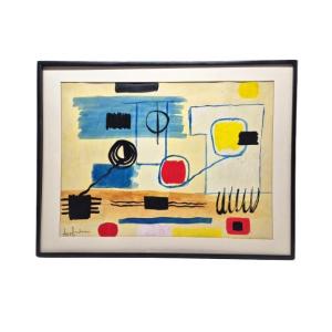 Ange Falchi (1913-1989), Large Gouache, Abstract Composition, 1960/70