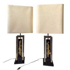 Important Pair Of Lamps 1970, Philippe Cheverny