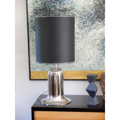 Art Deco Metal Nickel Plated Table Lamp, 1930s