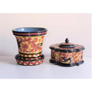 Snuffbox And A Cache Pot 1950, Perugia Italy Renaissance Decor
