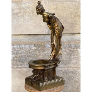 Bronze Planter "elégante Aux Fleurs " By Van Der Straten