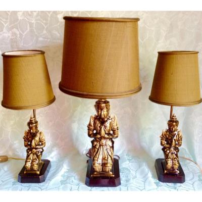 Trio Lamps "buddha" Ceramic Celadon