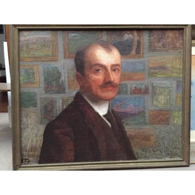 Léon Paul Cazelles (1875-1942). Self-portrait At La Détrempe