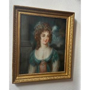 Pastel XIX Portrait Of An Elegant
