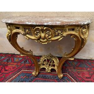 Lxv Period Console In Gilded Wood 
