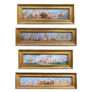 Oil On Canvas, Putti Attributed To Henri Lefort Des Ylouses