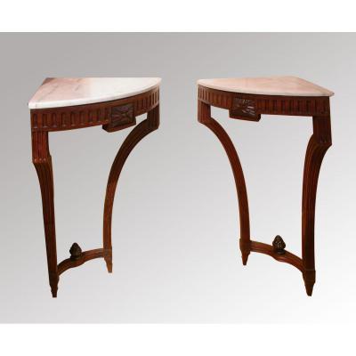 Pair Of Louis XVI Angle Consoles