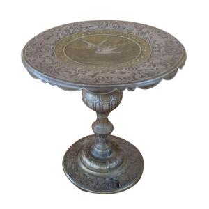 Cup On Foot, Inlaid With Silver