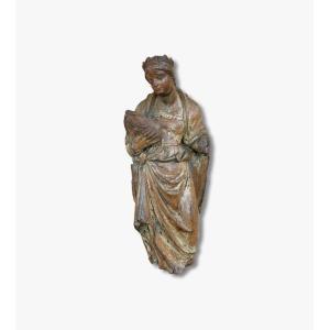Virgin Or Saint In Carved Wood, 16th Time