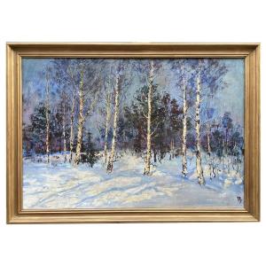 Oil On Canvas, Landscape Under The Snow, 20th
