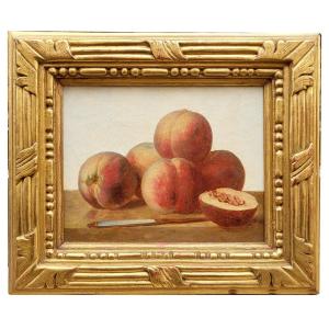 Oil On Canvas, Still Life With Peaches, Circa 1800