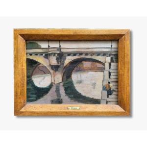 Oil On Panel, The New Bridge By Zenak