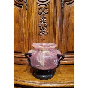 A Glass Pate Vase By Schneider