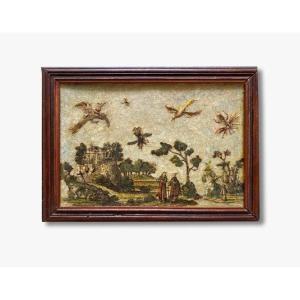 Small Genre Scene Painting In Arte Povera 18th Century