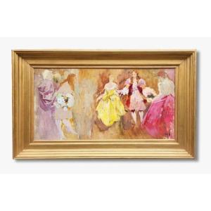 Oil On Canvas, The Ball By Henri Le Riche