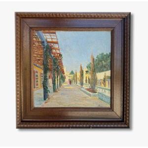 An Oil On Panel, Oriental City Landscape By Pierre Commarmond