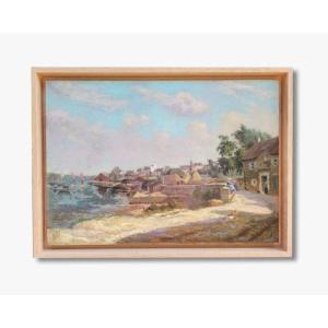 Oil On Canvas, Breton Village By Charles Peyrard 