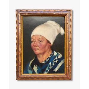 Oil On Panel, Portrait Of A Peasant Woman, 19th Century