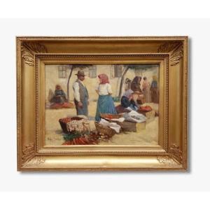 Oil On Canvas, Le Amrché By Erno Nagy