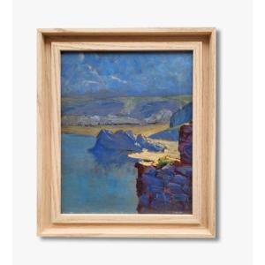 Oil On Cardboard, Seaside, Early 20th Century