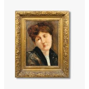 Oil On Panel, Portrait Of A Woman By Antoine Vollon