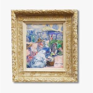 Oil On Panel Market In Haifa By Emmanuel Mane-katz (1894-1962)