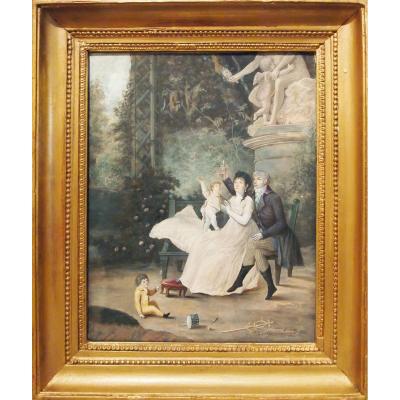 Gouache, Genre Scene By Martignon