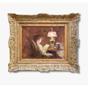 Oil On Canvas, Reading, Late 19th Century 