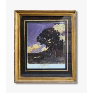 A Gouache, Landscape By Auguste Brouet