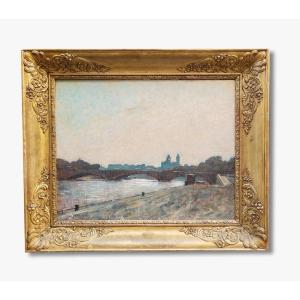 Oil On Canvas, The Seine And The Trocadéro Palace, Late 19th Century 