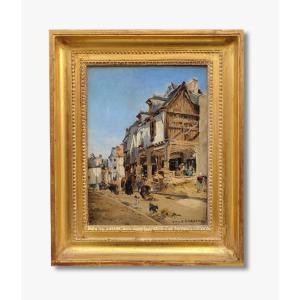 Ube Oil On Canvas, A French Village By Emile Labrone 