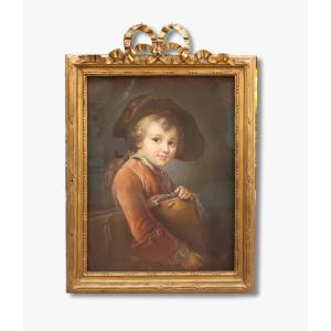 A Pastel, The Young Pupil, After François-hubert Drouais, 19th Century