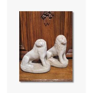 Pair Of Marble Lions, 16th Century