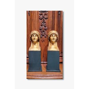 Pair Of Gilt Bronze Heads, Empire Period