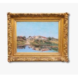 An Oil On Canvas, Bords De Seine By Alfred Gross, 1885