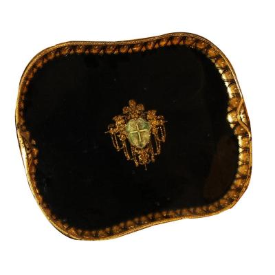 1 Plate Black And Gold With Coat Of Arms Napoleon III