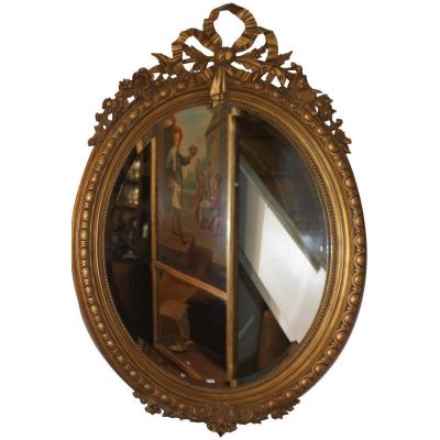 Miroir Ovale En Stuc Doré 