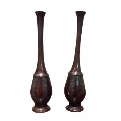 A Pair Of Bronze Soliflore