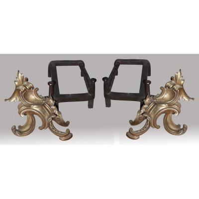 Pair Of Fire Dogs Louis XV