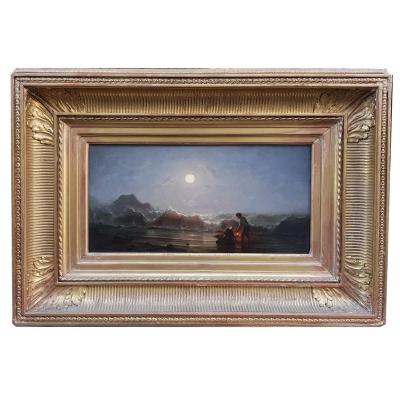 Oil, Bor De Mer Au Clair De Lune By Amédée Rosier