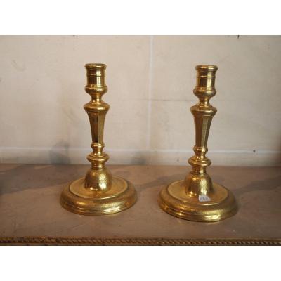 A Pair Of Gilt Bronze Candlesticks, Louis XIV Period