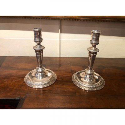 Pair Of Louis XIV Plated Candlesticks