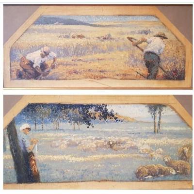 Pair Of Pointillist Oils, Studies Of The Peasant World