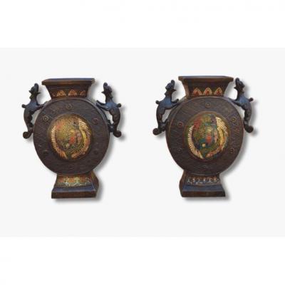 Pair Of Cloisonés Vases, Japan, 1900