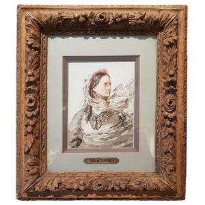 Watercolor, Portrait Of Woman, By Pierre Puvis-de-chavannes