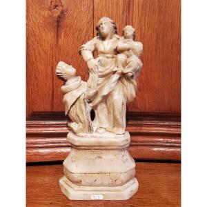 Group In Alabaster, Virgin Child Jesus And Moine Late 16th