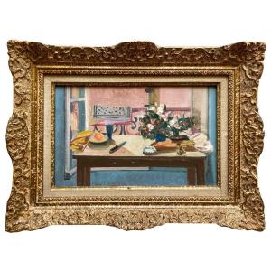 Oil On Canvas, Still Life By Pierre Eychart